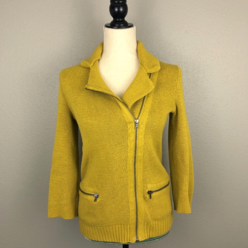 Gap Mustard Yellow Cotton Knit Zip Sweater / Cardigan